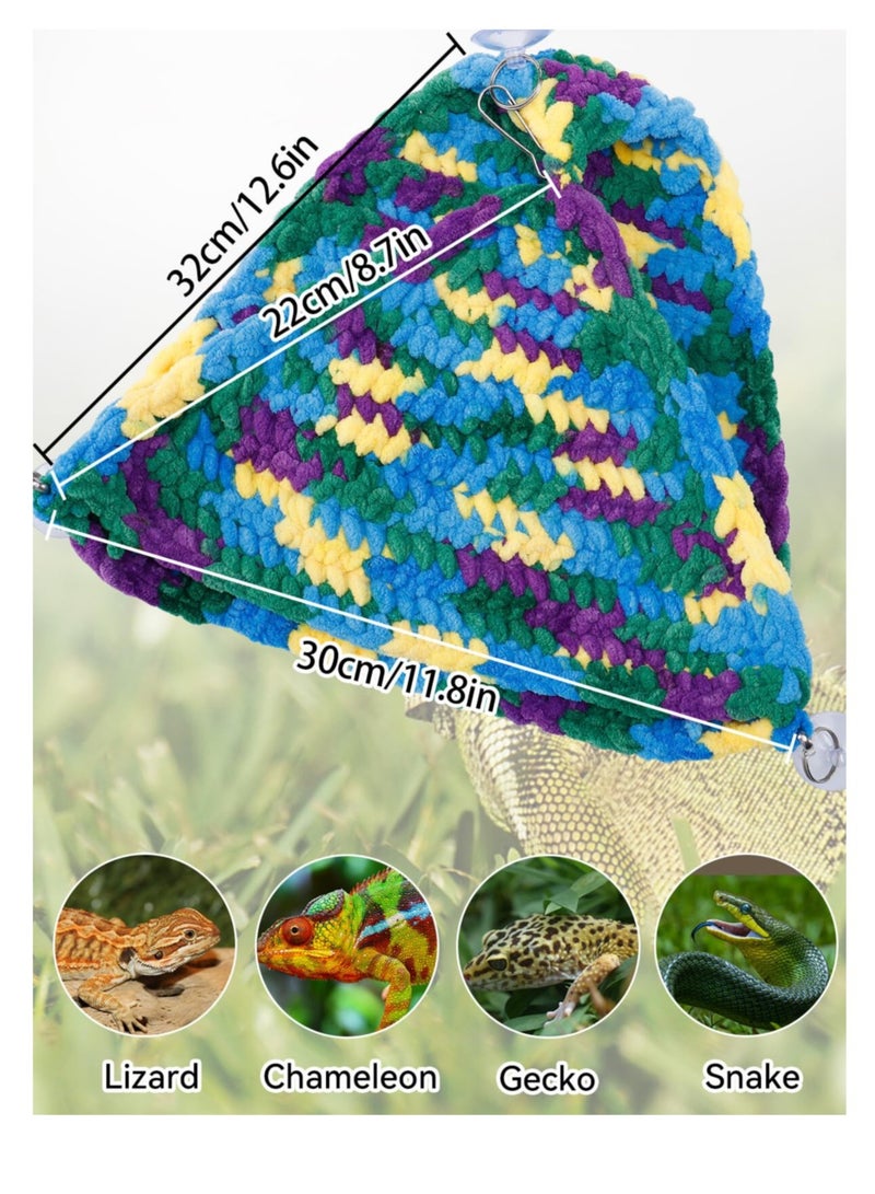Reptile Hammock, Soft Double-Layered Reptile Swing Hammock, with Strong Suction Cups & Hooks, for Small Reptile, Gecko, Chameleon, Lizard