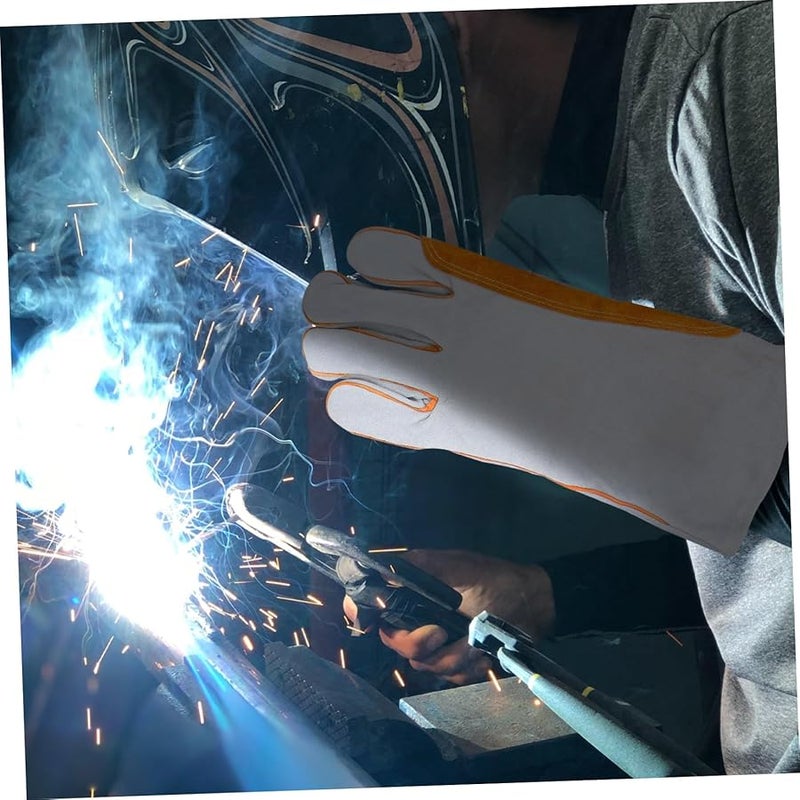 Heat Resistant Cowhide Leather Welding Gloves Heavy Duty Fireproof for Construction Gardening - Image 5