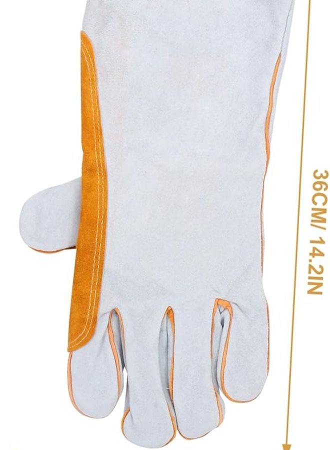 Heat Resistant Cowhide Leather Welding Gloves Heavy Duty Fireproof for Construction Gardening - Image 3