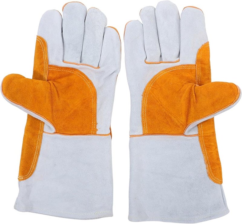 Heat Resistant Cowhide Leather Welding Gloves Heavy Duty Fireproof for Construction Gardening - Image 2