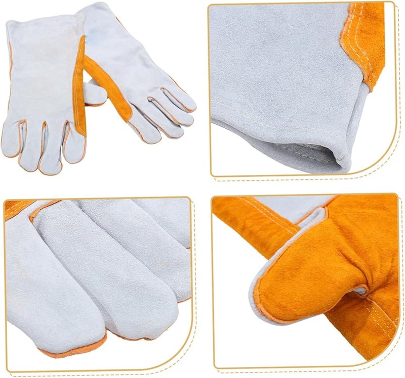 Heat Resistant Cowhide Leather Welding Gloves Heavy Duty Fireproof for Construction Gardening - Image 4
