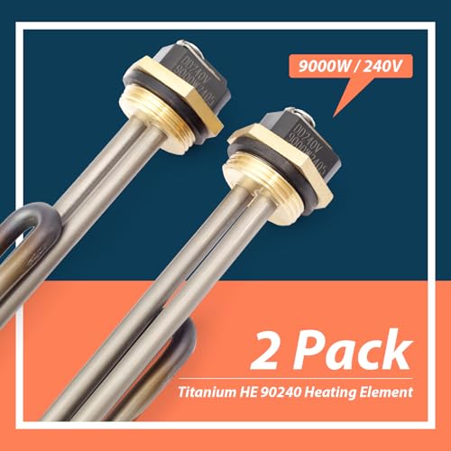 Lisnhlin Titanium HE 90240 Heating Element Replacement for EcoSmart ECO 18 27 36 9KW 240V Tankless Water Heater Element Parts Replaces He 80240 RC04709024S SGB-2903 HA-P004 HA-P005, 2PCS Screw-In - Image 2