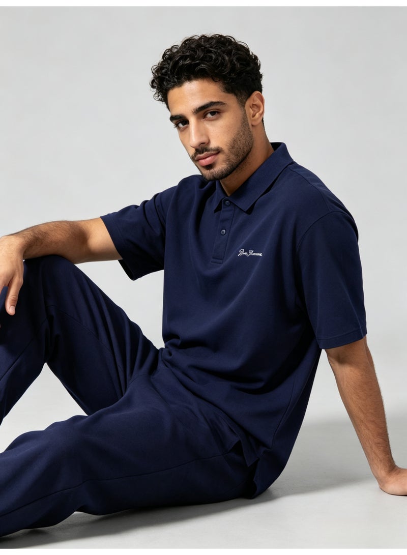 بين شيرمان Ben Sherman Men’s Navy Plain Embroidered Short Sleeve Polo Shirt - Image 1