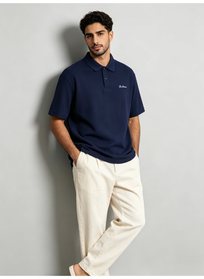 بين شيرمان Ben Sherman Men’s Navy Plain Embroidered Short Sleeve Polo Shirt - Image 3