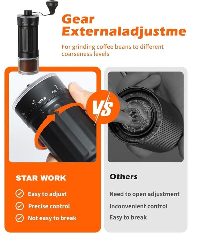 STAR WORK Manual Coffee Grinder & Moka Pot Combo – Portable Hand Crank Mill with Adjustable Coarseness + Espresso Maker for Authentic Fresh-Brewed Coffee. (Manual Coffee Grinder + Moka Pot) - Image 2