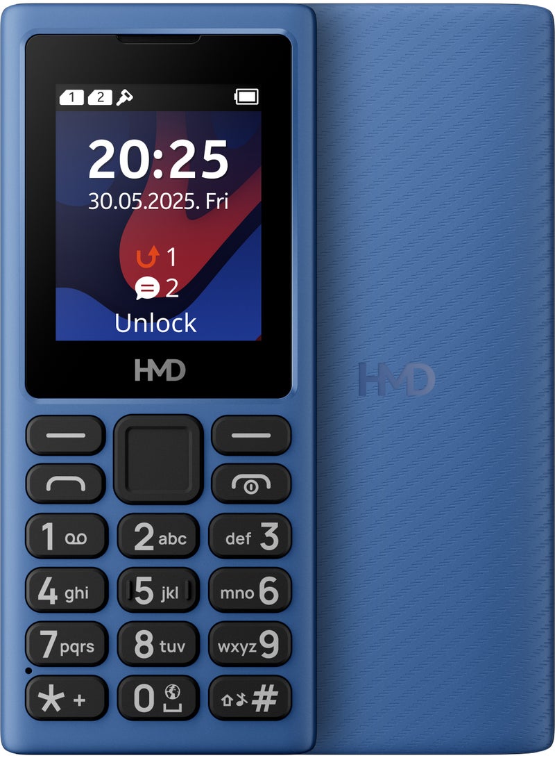 HMD 101 4G Dual SIM Feature Phone with Cloud Apps, YouTube, Facebook, USB Type-C Charging, MP3 Player, FM Radio and Long-Lasting 1000mAh Battery - Blue - Image 1