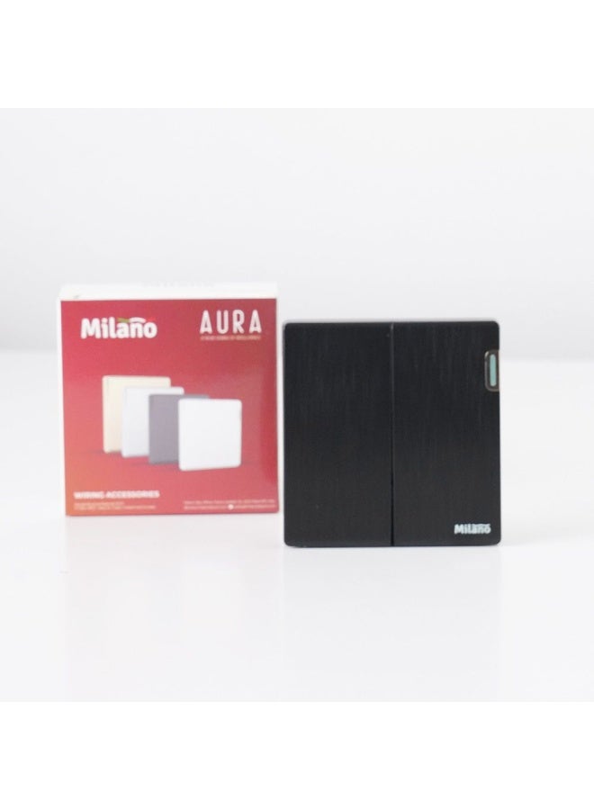 Milano 10A 2G 2W Switch Electrical Switches Sockets Outlets For Home Appliances Office Hotel Conventional Construction Project Aura Blk - Image 3