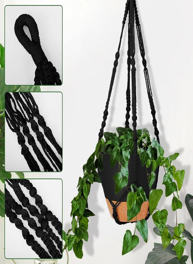 GARDIFE 10 Inch Hanging Planters with Macrame Plant Hanger for Indoor and Outdoor Plants, 2 Pack Large Self Watering Hanging Plant Pot with Basket Flower Pot with Drainage Hole, Black - Image 4