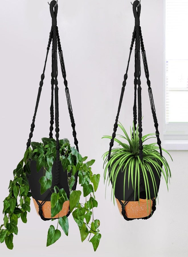 GARDIFE 10 Inch Hanging Planters with Macrame Plant Hanger for Indoor and Outdoor Plants, 2 Pack Large Self Watering Hanging Plant Pot with Basket Flower Pot with Drainage Hole, Black - Image 5