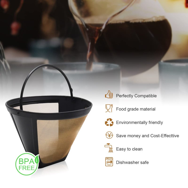 brikinte Reusable Coffee Filters for Ninja Dual Brew Coffee Maker, 2 Pack Permanent Coffee Filter #4 Replacement Compatible with Ninja Cuisinart Coffee Maker Filter - Image 4