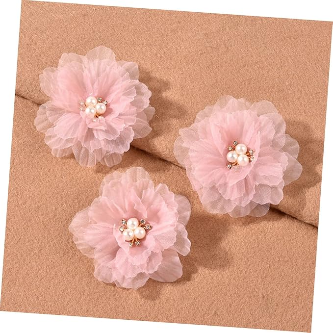 minkissy 3pcs White Flower Hair Clips Brooch Chiffon Rose Hair Accessories for Kids Girl Women Wedding White 35