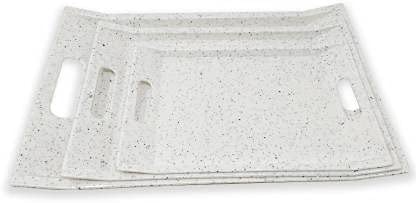 UPC PREMIUM HOUSEWARE U.P.C Serving Tray Set- Handcrafted & Hand-Painted for Kitchen/Table & Home Decor/Dinning/Gifts/Restaurants/Living Room/Coffee Table (Set of 3 Trays) (VIL051) - Image 3