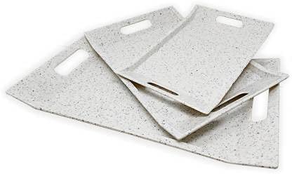 UPC PREMIUM HOUSEWARE U.P.C Serving Tray Set- Handcrafted & Hand-Painted for Kitchen/Table & Home Decor/Dinning/Gifts/Restaurants/Living Room/Coffee Table (Set of 3 Trays) (VIL051) - Image 1