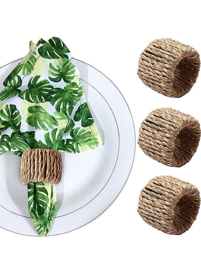SYOSI Napkin Rings Set of 4, Natural Farmhouse Napkin Ring, Handmade Rattan Napkin Holder Rings Table Setting for Family Gathering, Wedding, Banquet, Thanksgiving, Theme Party - Image 1