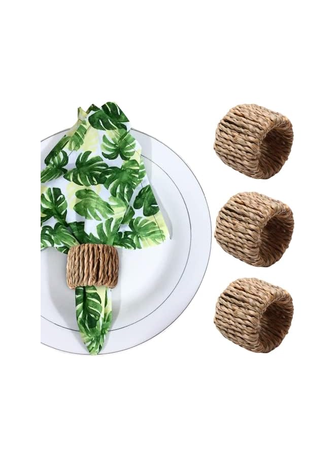 SYOSI Napkin Rings Set of 4, Natural Farmhouse Napkin Ring, Handmade Rattan Napkin Holder Rings Table Setting for Family Gathering, Wedding, Banquet, Thanksgiving, Theme Party - Image 2