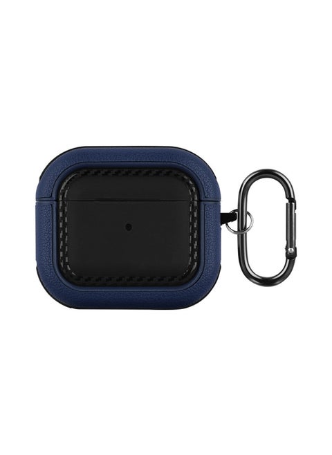 Suitable For Airpods 3rd Generation Bluetooth Headset Protective Cover For Apple Pro2 Pure Color Leather Pattern Soft Shell Simple Anti-fall Export-Color:Leather Texture Soft Shell-black + Dark Blue (with Packaging Box)-Applicable Models:Airpods 3rd Generation Headphone Cover