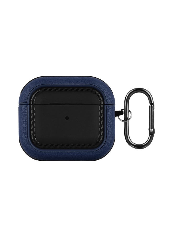 Generic - Suitable For Airpods 3rd Generation Bluetooth Headset Protective Cover For Apple Pro2 Pure Color Leather Pattern Soft Shell Simple Anti-fall Export-Color:Leather Texture Soft Shell-black + Dark Blue (with Packaging Box)-Applicable Models:Airpods 3rd Generation Headphone Cover - Image 1