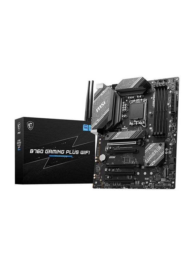 إم اس أي اللوحة الأم B760 Gaming Plus WIFI DDR5 ATX، مقبس LGA 1700، مجموعة شرائح Intel B760، وضع ثنائي القناة، Intel Wi-Fi 6E، فتحة PCI-E x16 5x، تخزين 2x M.2  - Image 1