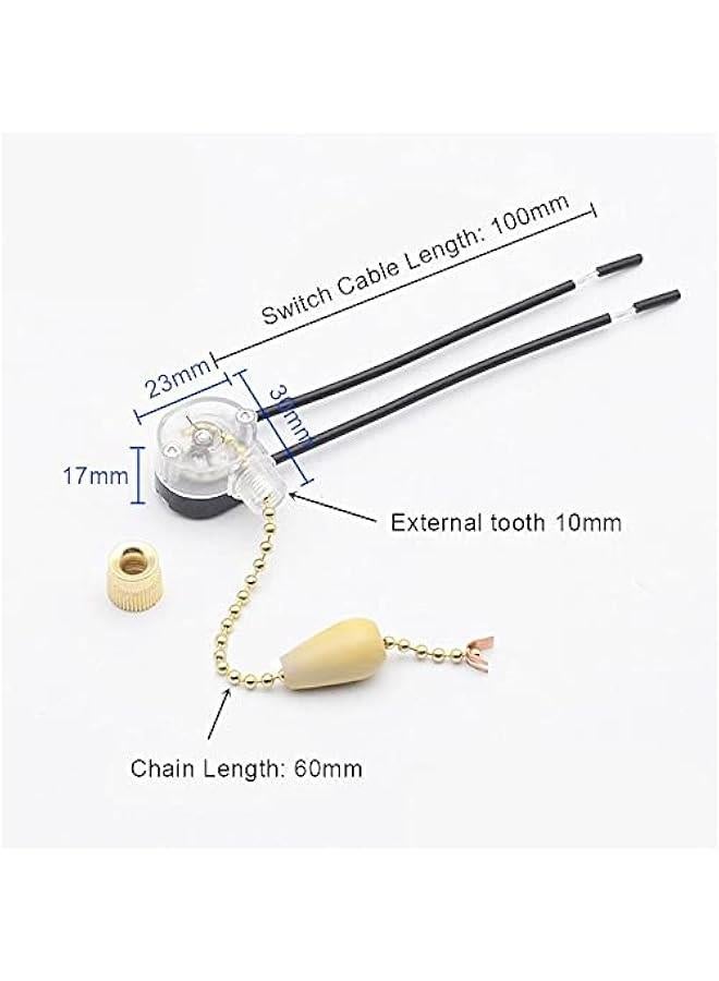 Loquat 4pcs Ceiling Fan Switch On-Off Switch Wall Lights Pull Chain Switch Control Replacement On-Off with Pull Chain 3A/220V-250V Cord Switch - Image 2