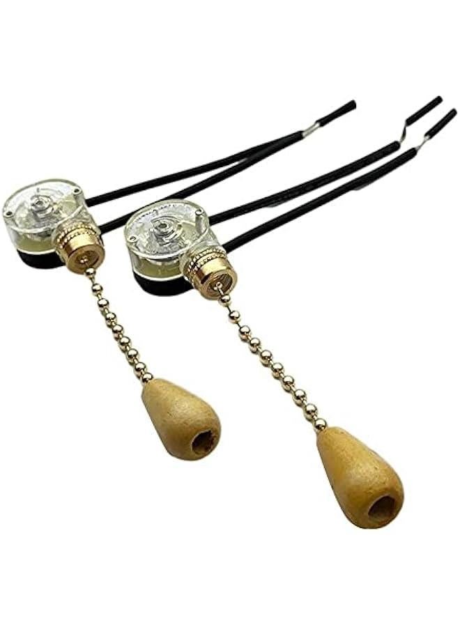 Loquat 4pcs Ceiling Fan Switch On-Off Switch Wall Lights Pull Chain Switch Control Replacement On-Off with Pull Chain 3A/220V-250V Cord Switch - Image 3