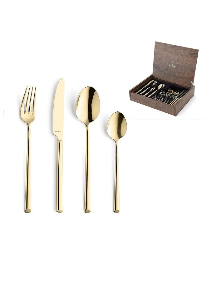 Amefa Metropole Medium Teaspoon Gold PVD High Gloss Polished Finish Made from Premium 18/10 Stainless Steel Elegant Slim Handle Contemporary Urban Design Dishwasher Safe Luxury Cutlery from Amefa Premiere Range Ideal for Tea Coffee Desserts Hotel Restaurant Home Dining Set of 12 Medium Teaspoons Durable Rust Resistant Scratch Resistant Professional Tableware for Modern Kitchens Special Occasions Daily Use Gift Ready European Quality Controlled Design Long Slender Lines Balanced Weight Comfortable Grip Gold Color Cutlery Spoon for KSA Households - Image 2