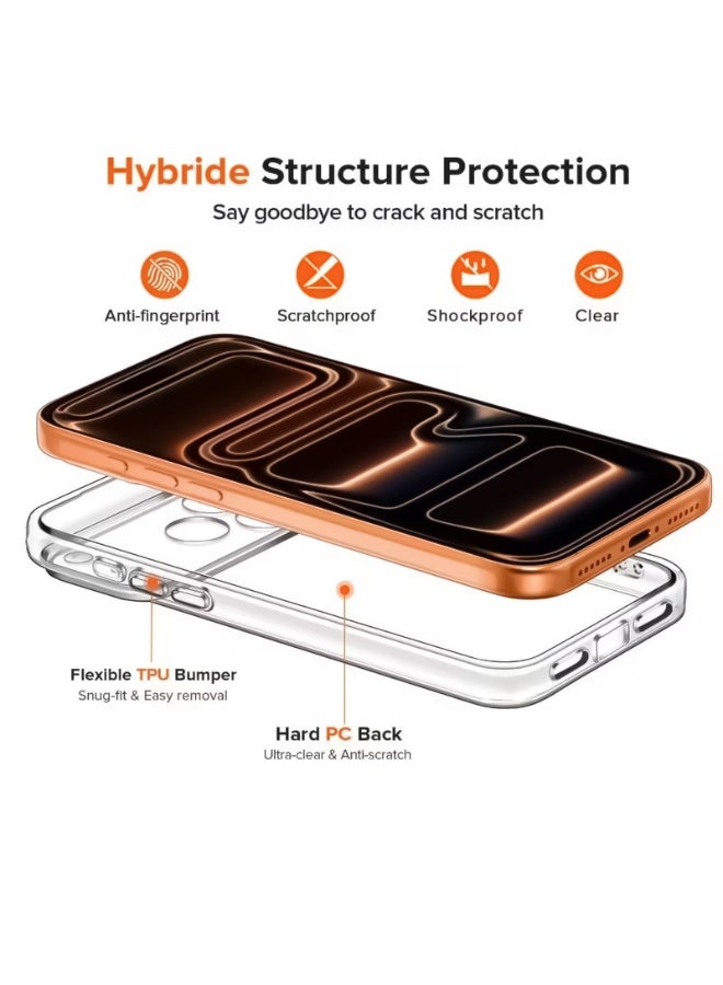 جراب iPhone 17 Pro شفاف تماماً، مقاوم للاصفرار بمقدار 3 أضعاف ومصنوع من مادة TPU عالية الجودة، حماية من السقوط بمعايير عسكرية (حتى 15 قدماً)، تصميم نحيف وشفاف مناسب للرجال والنساء، مقاس 6.3 بوصة. - Image 4