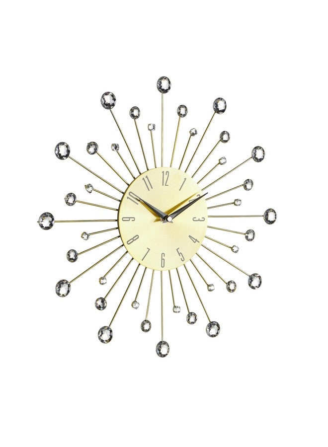 ديكو 79 ساعة حائط ديكورية معدنية بتصميم نجمة متلألئة من ديكو 79، ساعة حائط للمنزل مع لمسات من الكريستال، ساعة حائط للغرفة، 14 بوصة × 1 بوصة × 14 بوصة، لون ذهبي - Image 2