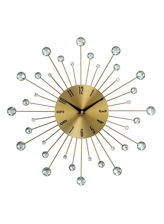 ديكو 79 ساعة حائط ديكورية معدنية بتصميم نجمة متلألئة من ديكو 79، ساعة حائط للمنزل مع لمسات من الكريستال، ساعة حائط للغرفة، 14 بوصة × 1 بوصة × 14 بوصة، لون ذهبي - Image 1