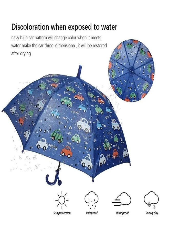 Mega Tree Kids Colour-Changing Umbrella, Cupcake Car and Alien Designs, Safe Construction with 8 Ribs, Magical, Waterproof, Windproof, Lightweight (Blue car) - Image 3