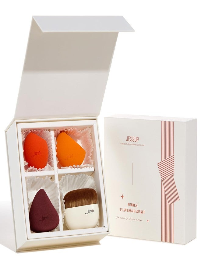 جيساب مجموعة فرشاة كريم الأساس من جيسوب مع إسفنجات مكياج، تتضمن فرشاة كابوكي مسطحة الرأس و3 إسفنجات مكياج لدمج الكونسيلر وأحمر الخدود والبودرة، مع علبة هدايا، T505 - Image 1