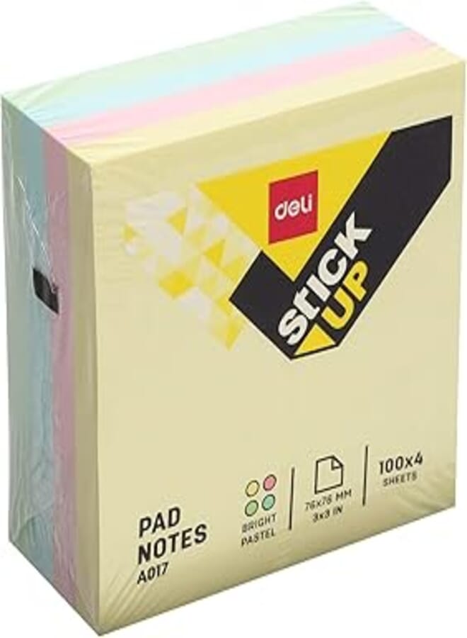 Deli ea01703 sticky notes 76x76 mm. - pack of 4 colors