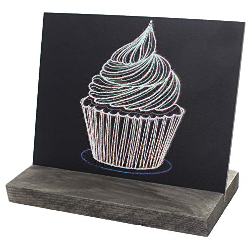 VERGOODR 5 X 6 Inch Mini Tabletop Chalkboard Signs with Rustic Style Wood Base Stands, Set of 4，Include 3 chalks - Image 3