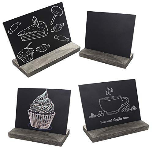 VERGOODR 5 X 6 Inch Mini Tabletop Chalkboard Signs with Rustic Style Wood Base Stands, Set of 4，Include 3 chalks - Image 1