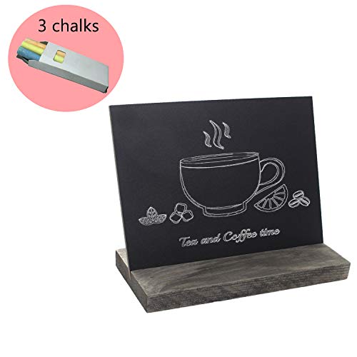 VERGOODR 5 X 6 Inch Mini Tabletop Chalkboard Signs with Rustic Style Wood Base Stands, Set of 4，Include 3 chalks - Image 5
