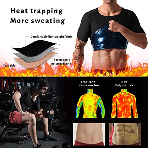 QZSH Men Sauna Shirt Sweat Suit Slimming Vest Workout Tank Top Waist Trainer Shaper(BH6004-01-XXL) - Image 2