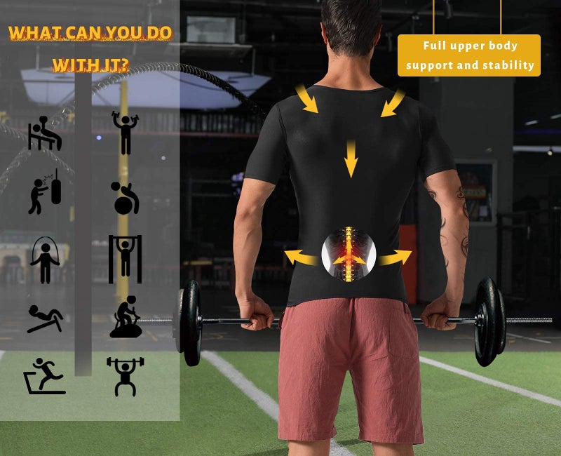 QZSH Men Sauna Shirt Sweat Suit Slimming Vest Workout Tank Top Waist Trainer Shaper(BH6004-01-XXL) - Image 4