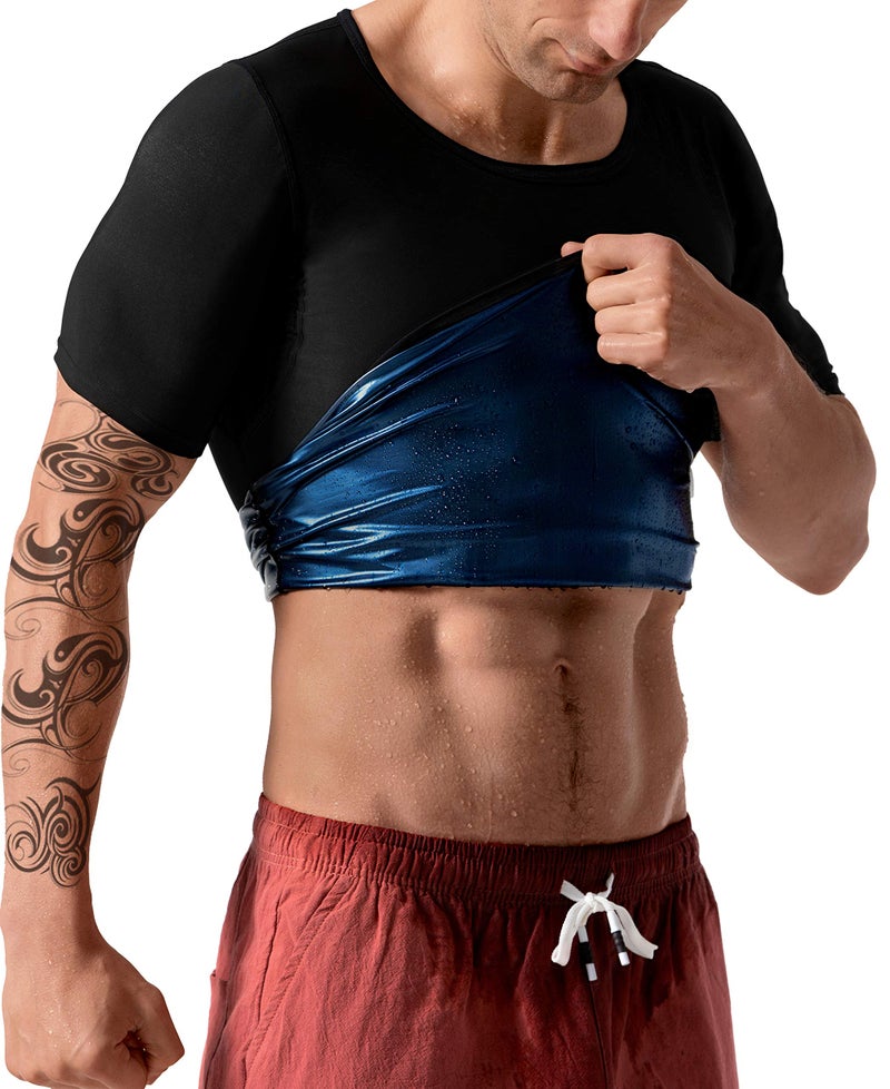 QZSH Men Sauna Shirt Sweat Suit Slimming Vest Workout Tank Top Waist Trainer Shaper(BH6004-01-XXL) - Image 1