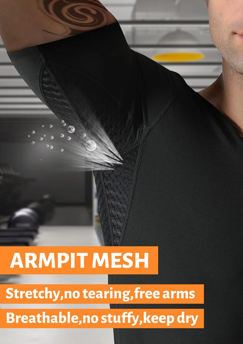 QZSH Men Sauna Shirt Sweat Suit Slimming Vest Workout Tank Top Waist Trainer Shaper(BH6004-01-XXL) - Image 3