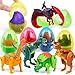 OCATO Easter Eggs Filled with Dinosaur Toys Jumbo Deformation Dinosaur Eggs Easters Egg Fillers Plastic Surprise Egg Easters Basket Stuffers Easter Party Favors for Kids Boys Girls Toddlers 6 Pack - Image 2