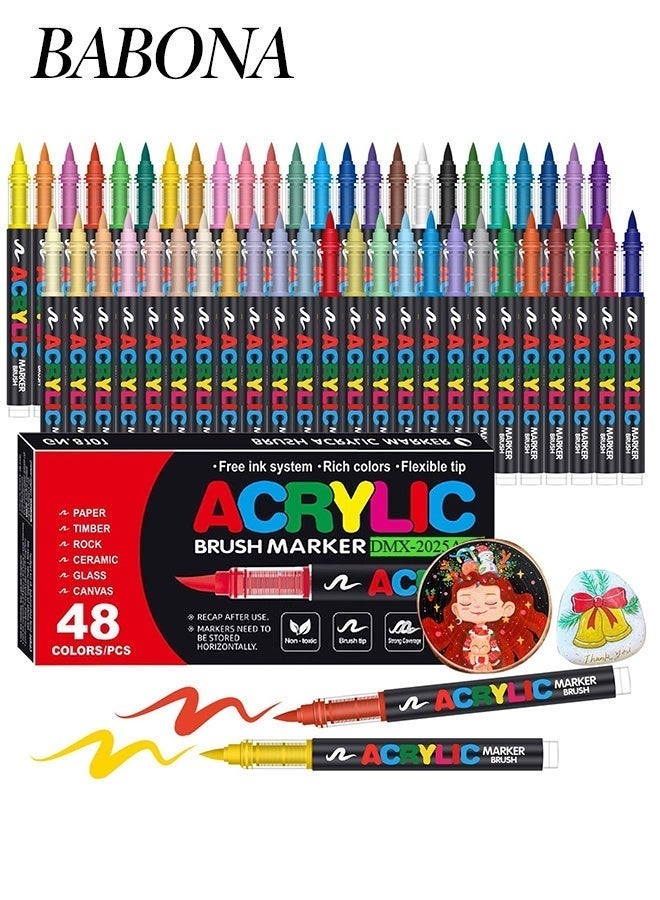 BABONA 48-Piece Paint Marker Set for Art Supplies, School Supplies, Rock Art, Fabric Paint, Fabric Markers, Paint Pen, Art Markers - Image 1