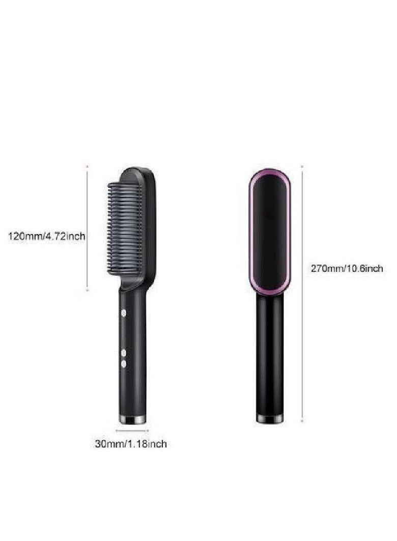 ELTRAZONE Ionic Hair Straightener Comb,Ionic Straightening Brush with Anti Scald, 2 in 1 Fast Ceramic Heating Hair Brush for Straightening & Curling, Available Both Dry and Wet, for Salon/Home (Black) - Image 5