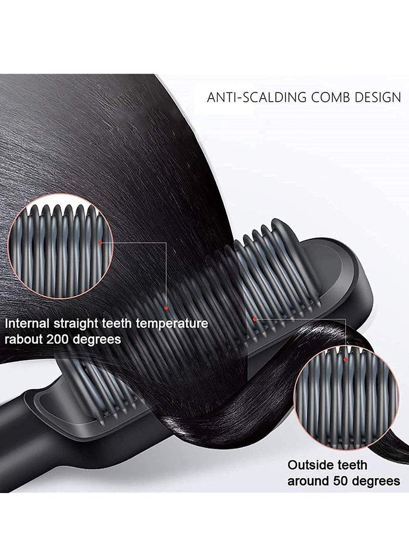 ELTRAZONE Ionic Hair Straightener Comb,Ionic Straightening Brush with Anti Scald, 2 in 1 Fast Ceramic Heating Hair Brush for Straightening & Curling, Available Both Dry and Wet, for Salon/Home (Black) - Image 2
