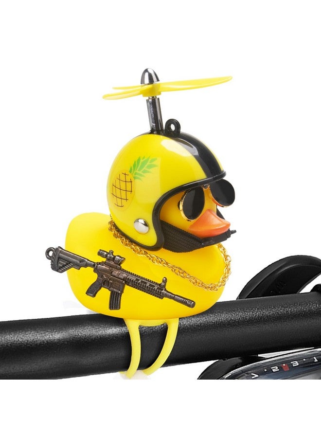 wonuu Rubber Duck Car Ornaments, Squeeze Duck Dashboard Decorations Bicycle Decor for Cycling Motorcycle & Bicycle Accessories Decorations (Pineapple-L&G) - Image 1
