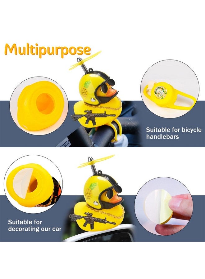 wonuu Rubber Duck Car Ornaments, Squeeze Duck Dashboard Decorations Bicycle Decor for Cycling Motorcycle & Bicycle Accessories Decorations (Pineapple-L&G) - Image 2