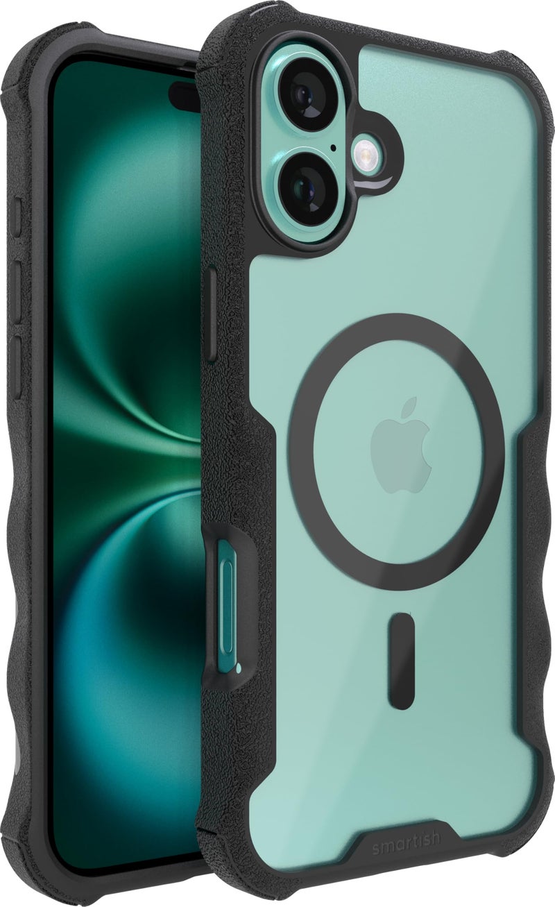 Smartish iPhone 16 Plus Protective Magnetic Case Gripzilla Compatible with MagSafe Rugged Tough Heavy Duty Armor Slim Cover wDrop Tested Protection for Apple iPhone 16 Plus Clearly Black - Image 2