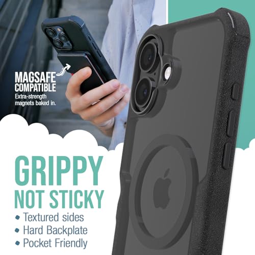 Smartish iPhone 16 Plus Protective Magnetic Case Gripzilla Compatible with MagSafe Rugged Tough Heavy Duty Armor Slim Cover wDrop Tested Protection for Apple iPhone 16 Plus Clearly Black - Image 3
