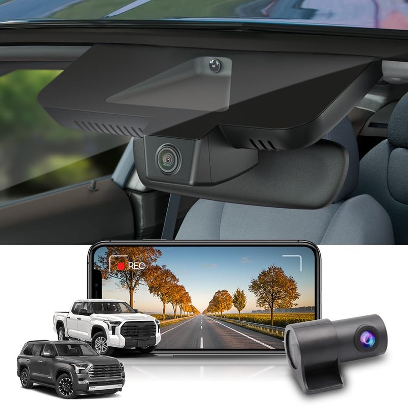 Fitcamx Front 4KRear 1080P Dash Cam Adapts for Toyota Tundra 20222026 Hybrid Sequoia 20232026 Gen3 OEM Look 2 Way HD Video WiFi APP Loop Recording GSensor Easy to Use 128GB Card - Image 2