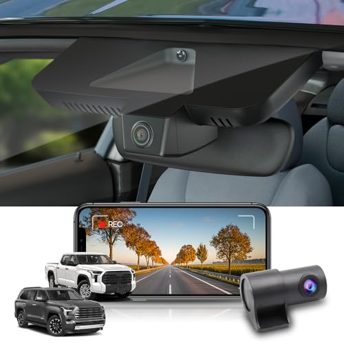Fitcamx Front 4KRear 1080P Dash Cam Adapts for Toyota Tundra 20222026 Hybrid Sequoia 20232026 Gen3 OEM Look 2 Way HD Video WiFi APP Loop Recording GSensor Easy to Use 128GB Card - Image 1