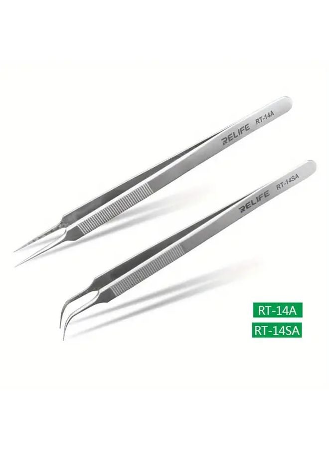 RT 14A ملقط مضاد للكهرباء الساكنة بأطراف مستقيمة ومنحنية - أداة إصلاح دقيقة بدون كهرباء - Image 2