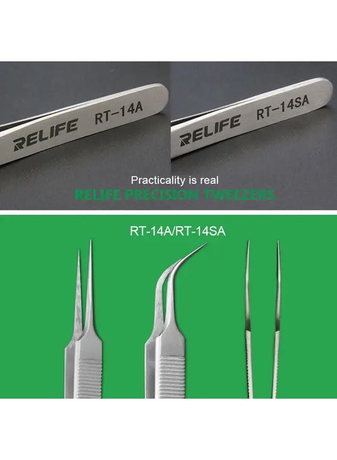 RT 14A ملقط مضاد للكهرباء الساكنة بأطراف مستقيمة ومنحنية - أداة إصلاح دقيقة بدون كهرباء - Image 3